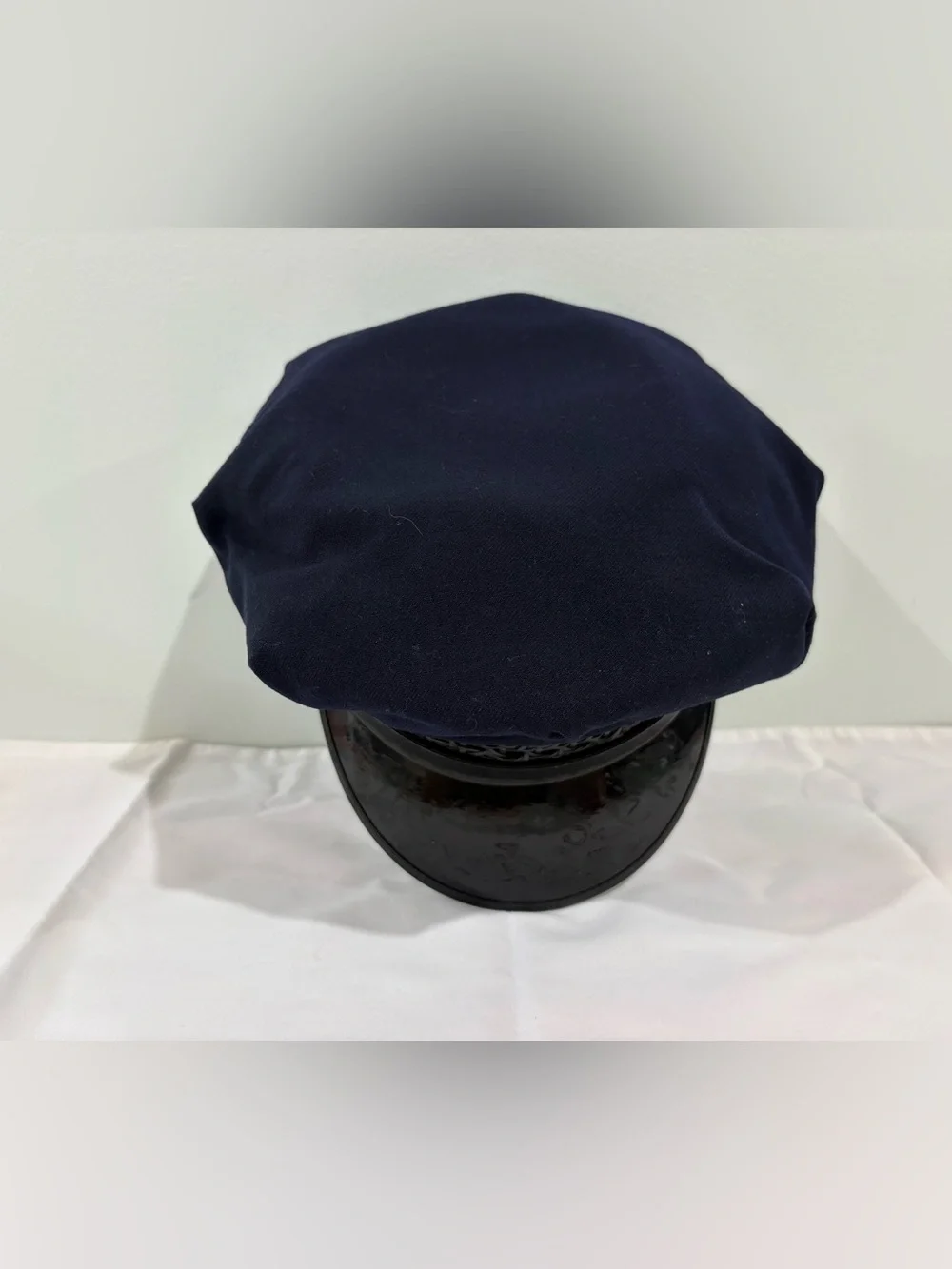 Uniform Cap All Wool Visor Hat Black Vintage Police Sz 7 AG Meier & Co